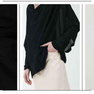 COS Oversized Draped Cowl Neck Knit Top Black M/L Lightweight Viscose Blend